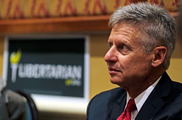 Libertarian Party presidential candidate Gary Johnson looks on during National Convention held at the Rosen Center in Orlando, Florida