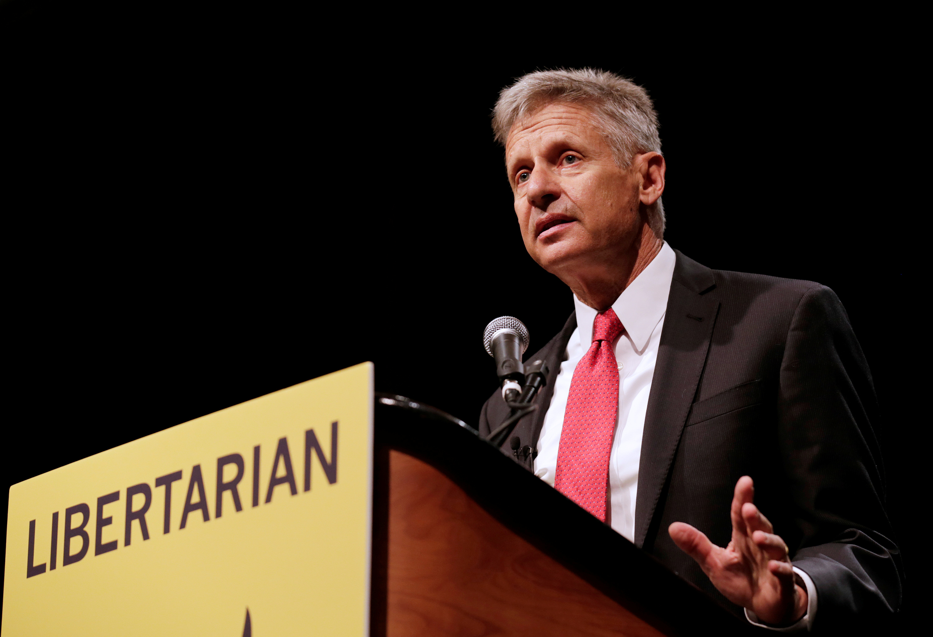 Libertarian Party presidential candidate Gary Johnson gives acceptance speech during National Convention held at the Rosen Centre in Orlando, Florida