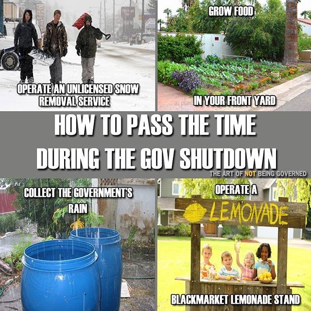 Let’s really take advantage of the government shutdown! #LiveFree #Libertarian